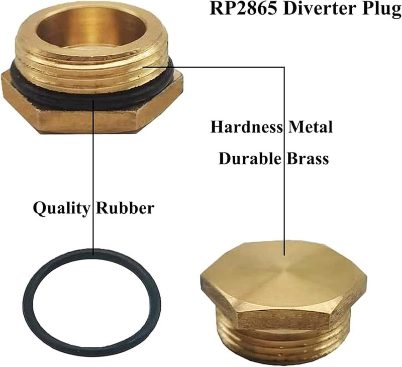 Zeiboat 2 Pack RP2865 Push-Button Diverter Plug, Brass Plug for Faucet Diverter, Pipe Replacement Kit - Image 3